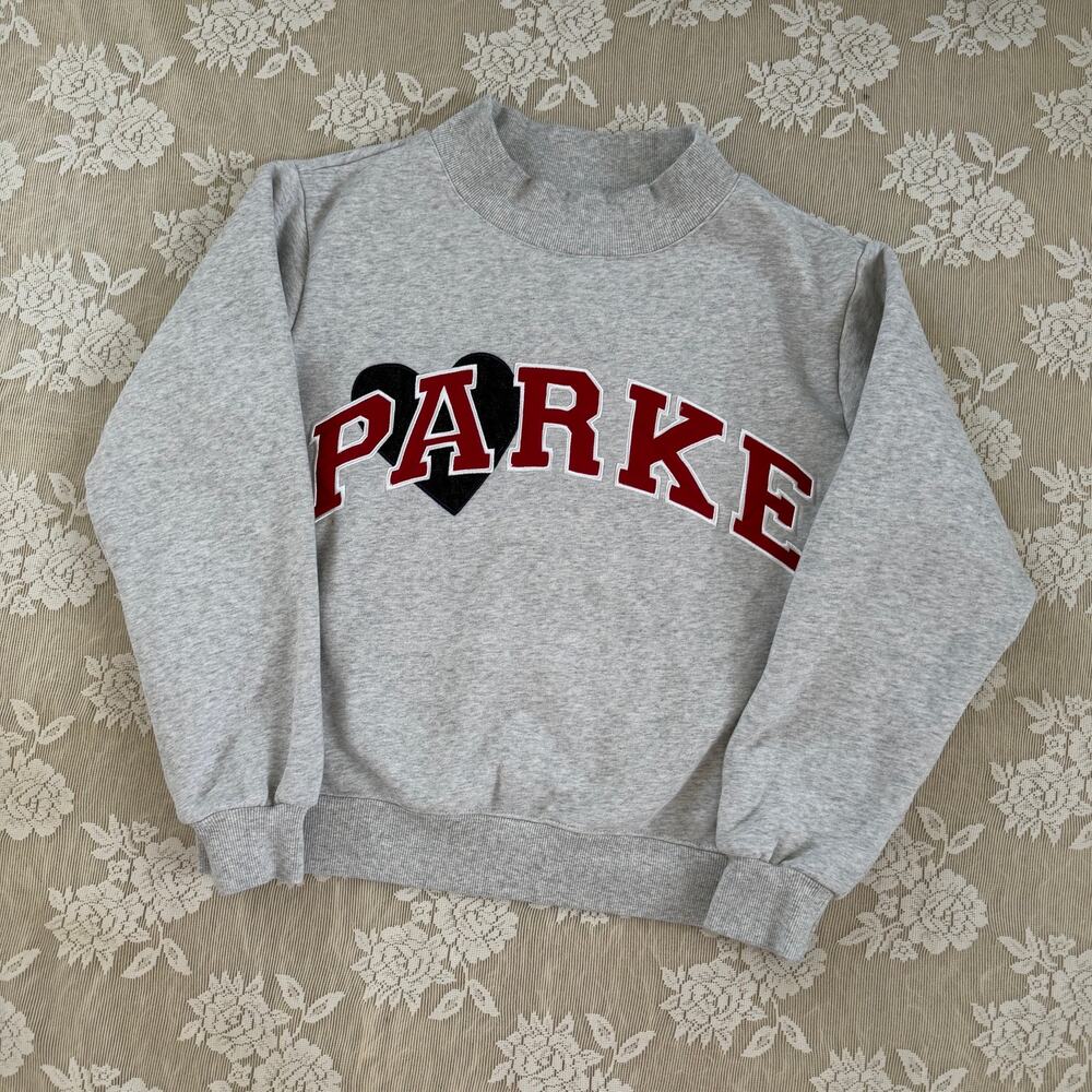 Parke Varsity Heart Mock Neck Sweatshirt Size S/M